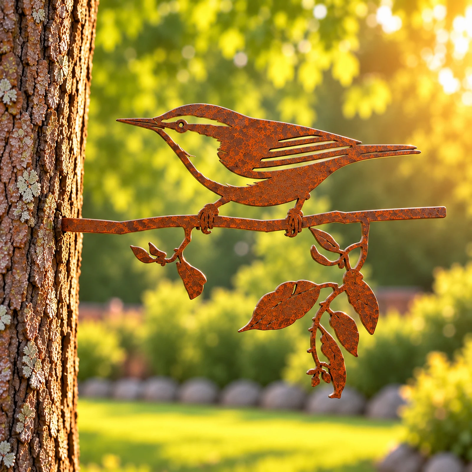 Rust-finish Nuthatch on a leafy branch